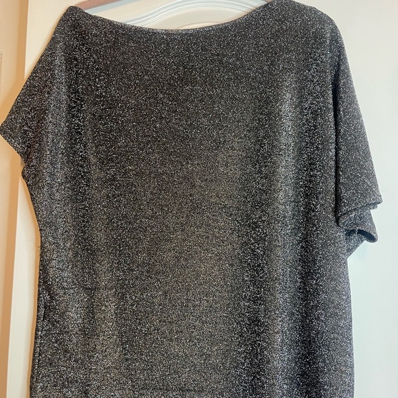 Alfani Boatneck Silver short sleeve top size XL EUC - Picture 5 of 6